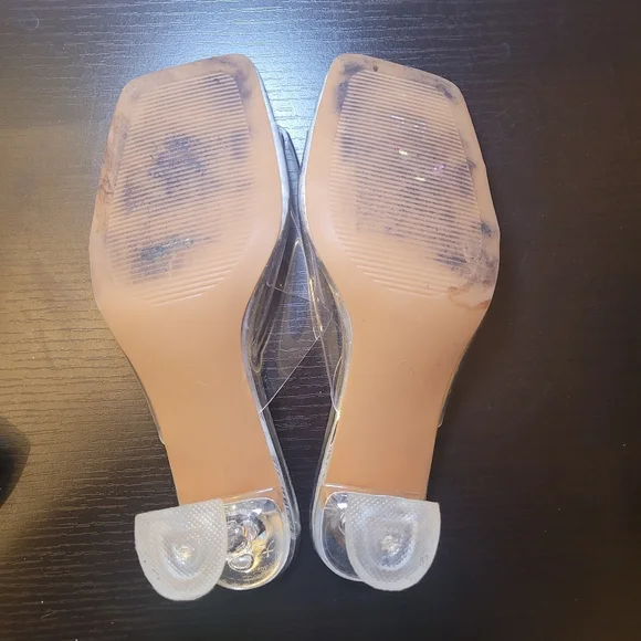 Mudd Y2K 90s Clear Transparent Techno Square Open Toe Sandal Heels - Picture 5 of 7